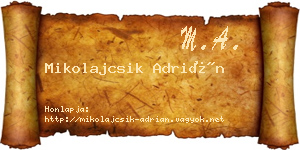 Mikolajcsik Adrián névjegykártya